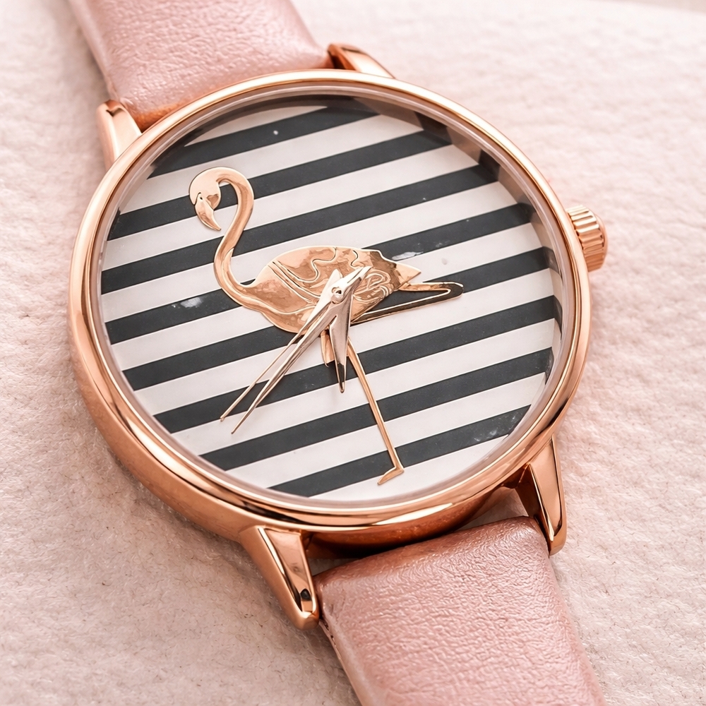 Juicy Couture Rose Gold Flamingo Stripe Dial Watch | Blush Strap | Quartz